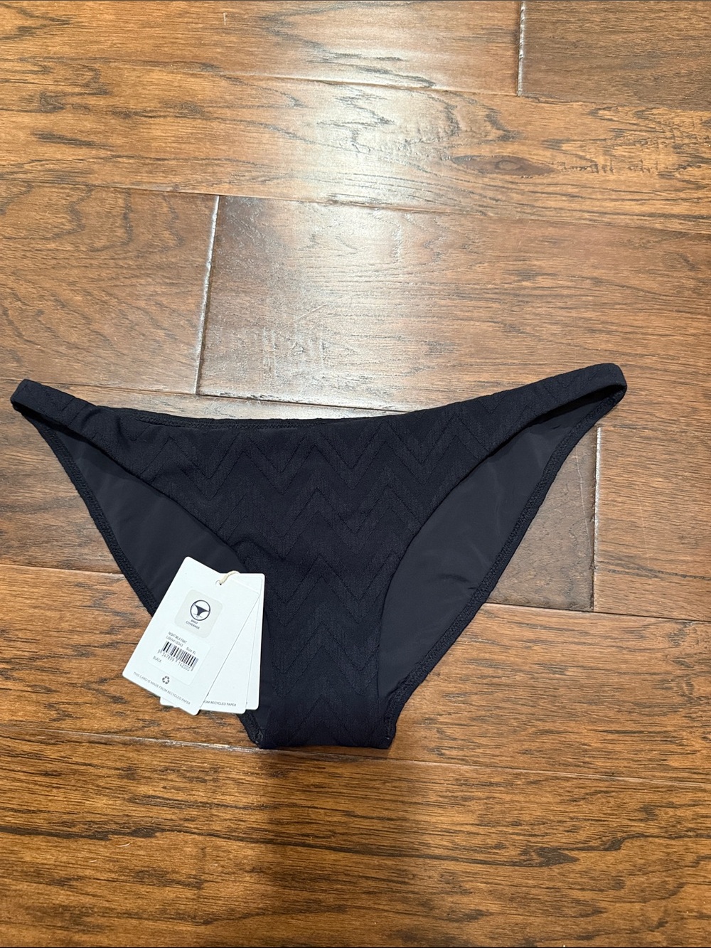 NWT Black Women's Bikini Bottom - Stylish Chevron Texture